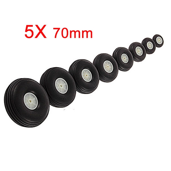 5X 70MM Rubber Wheel For RC Airplane And DIY Robot Tires 
