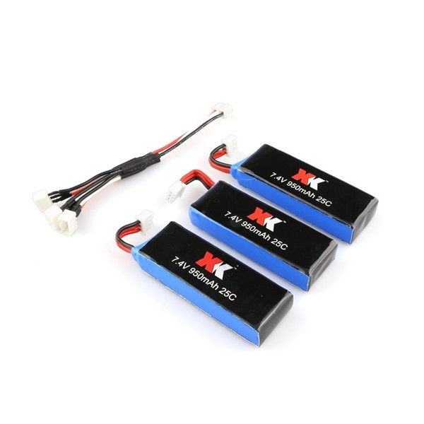 XK X251 RC Quadcopter Spare Parts 3Pcs 7.4V 950mAh 25C Battery+1Pcs Charging Cable