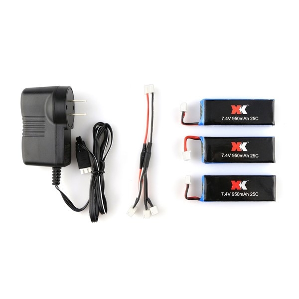 XK X251 RC Quadcopter Spare Parts 3Pcs 7.4V 950mAh 25C Battery+1Pcs Charging Cable+1Pcs 7.4V Charger