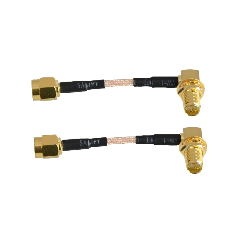 A Pair 5cm RP-SMA Male to RP-SMA Female Right Angle Extend Adapter Cable