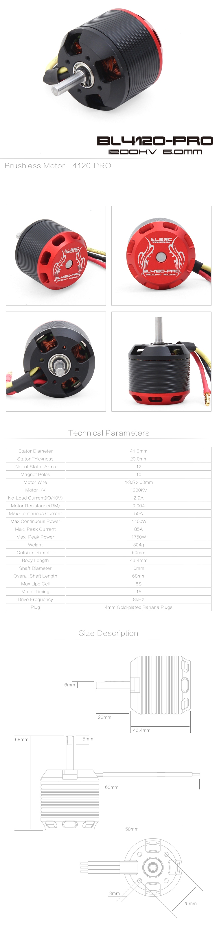 ALZRC 505 RC Helicopter Parts 1200KV Brushless Motor