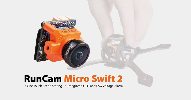 RunCam Micro Swift 2 600TVL 2.1mm/2.3mm FOV 160/145 Degree 1/3'' CCD FPV Camera with Built-in OSD