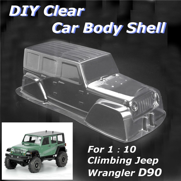 1:10 Scale Jeep RC Crawler Car D90 Body Shell Hard Plastic Transparent PVC Climbing Car 