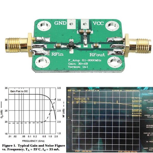 0.1-2000MHz RF Wideband Amplifier 30dB Gain Low Noise Amplifier LNA Module for RC Models
