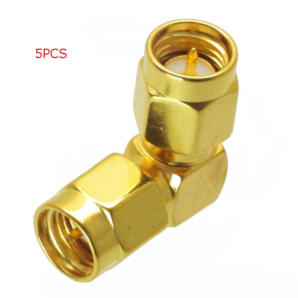 5PCS SMA Male to Male Adapter RF Connector Right Angle 90 Degree