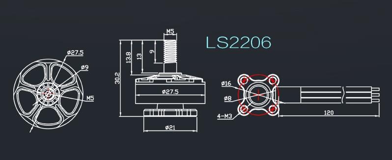 4X EMAX LS2206 Lite Spec 2206 2700KV 3-5S CW Thread Brushless Motor for RC Drone FPV Racing