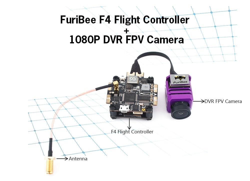 FuriBee F4 Flight Controller + 1080P DVR FPV Camera