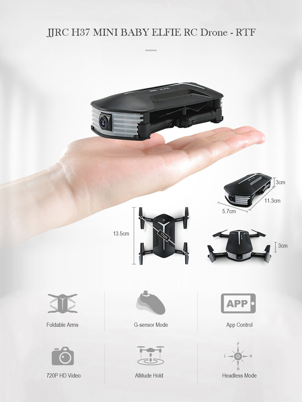 JJRC H37 MINI BABY ELFIE Foldable RC Drone - RTF