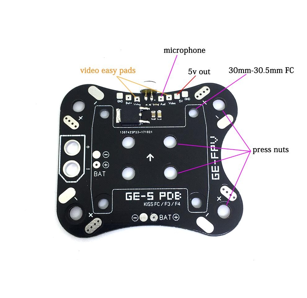 GE-FPV GE-5 V2.0 225mm FPV Racing Frame Kit RC Drone 4mm Arm Carbon Fiber With 5V Output PDB