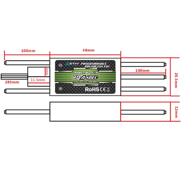 ZTW Mantis Slim 40A SBEC Brushless ESC Speed Controller For RC Models