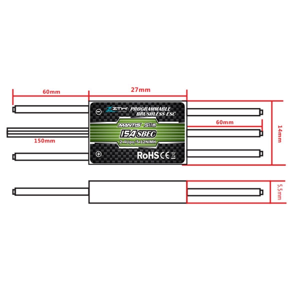 ZTW Mantis Slim 15A SBEC Brushless ESC Speed Controller For RC Models