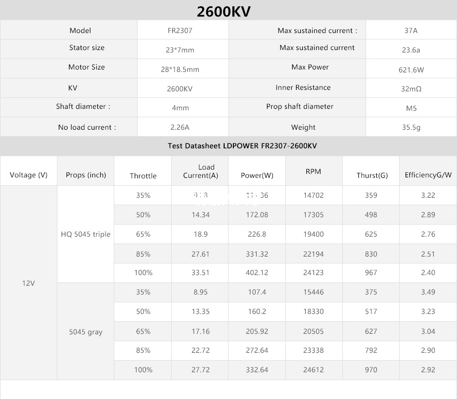 LDPower FR2307 2307 Brushless Motor 2150KV 2450KV 2600KV 2750KV For RC Drone FPV Racing Multi Rotor