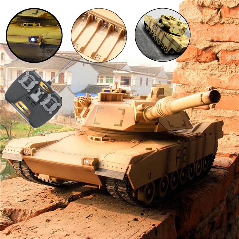 ToogLi 1/24 27MHZ 40CM US M1A2 RC Car Tank With Light Sound Military Vehicle Model Toys
