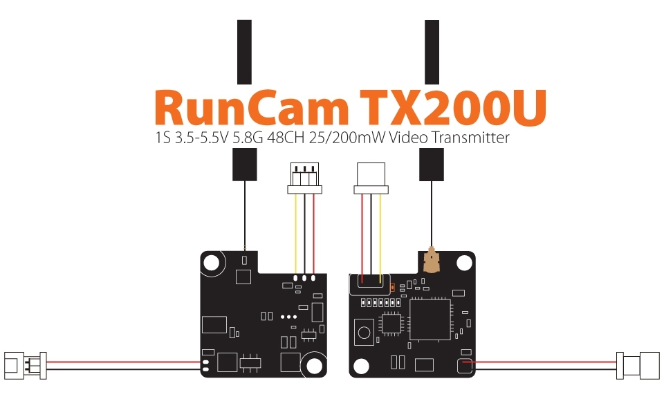 Runcam TX200U 5.8G 48CH 25mW/200mW Video FPV Transmitter VTX Support Betaflight FC For RC Drone