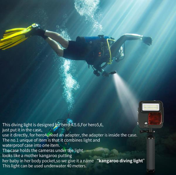 Underwater Waterproof Lamp Diving Spot Light for Gopro 3+/4/5/6 Sport Camera