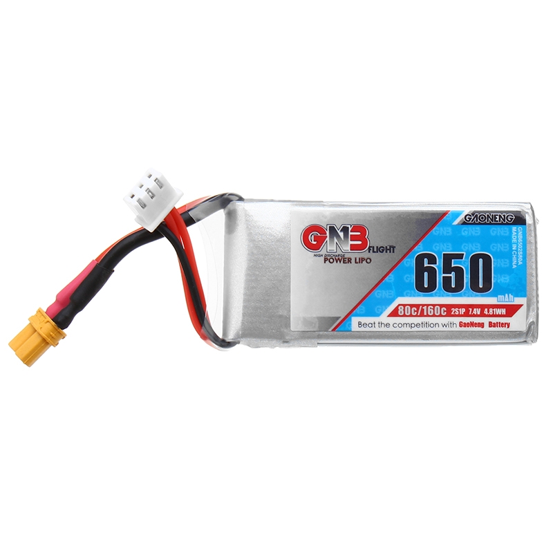 Gaoneng GNB 7.4V 650mAh 80C/160C 2S Lipo Battery XT30 Plug