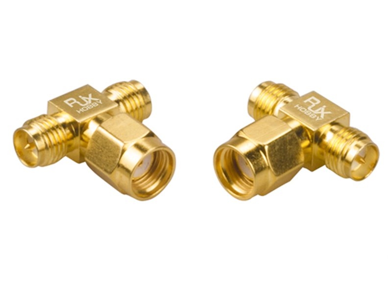 2PCS RJX Hobby RJX2255 RPSMA Male Plug To Dual RPSMA Female T-type RF Coaxial Adapter Connector