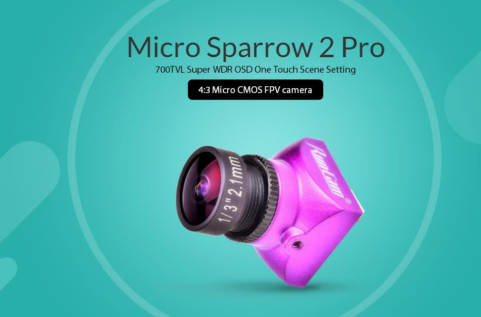 RunCam Micro Sparrow 2 Pro CMOS 1.8mm/2.1mm 700TVL 4:3 Super WDR OSD FPV Camera for RC Drone