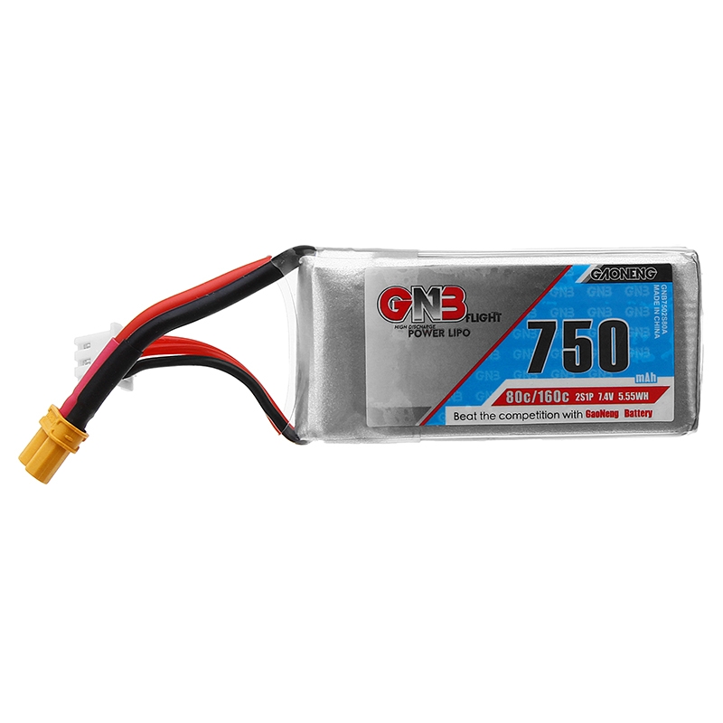 Gaoneng GNB 7.4V 750mAh 80C/160C 2S Lipo Battery XT30 Plug for RC Model
