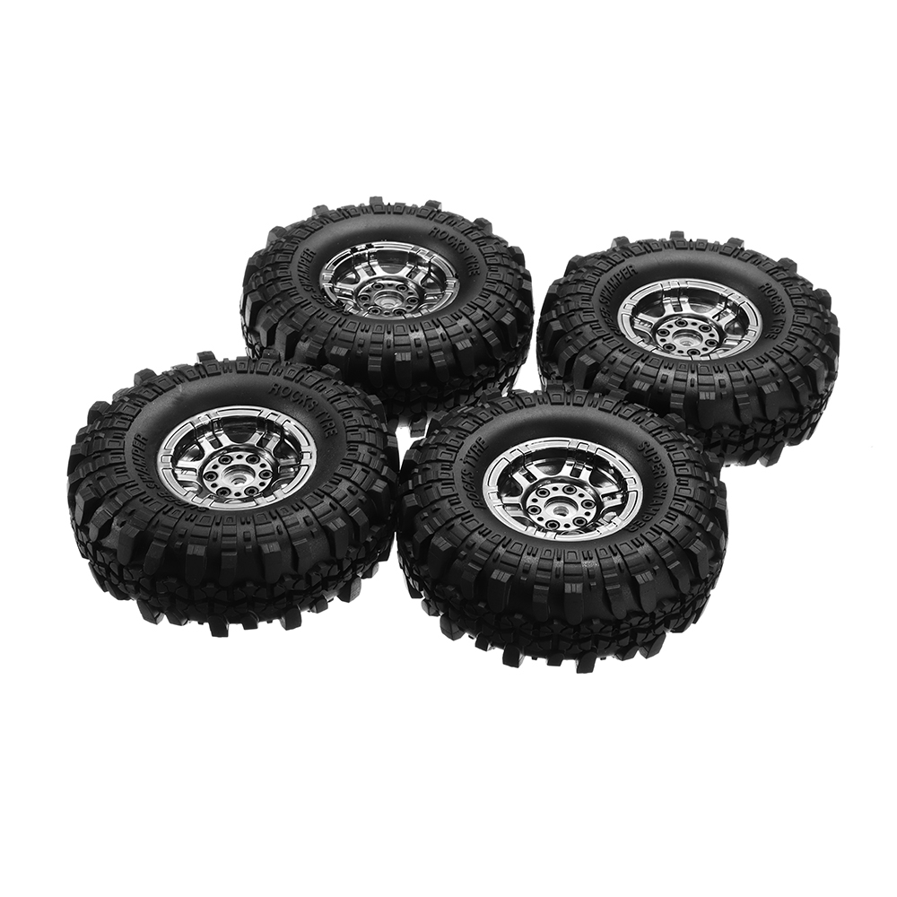 4-Pack 1.9 Inch RC Crawler Wheels & Tires - Aluminum Beadlock Rims For SCX10 TRX4 Axial Models