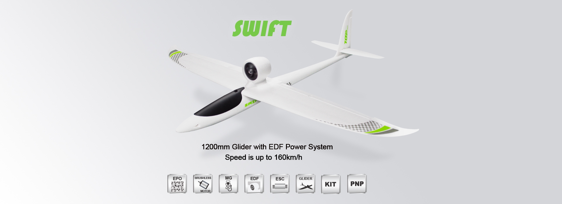 TOP RC 1200MM Swift 1200mm Wingspan EPO RC Airplane Glider Racer PNP With EDF Power System