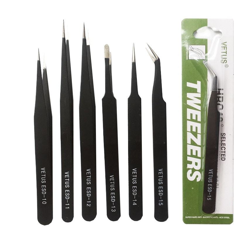 VETUS ESD10-15 Anti-static Stainless Steel Tweezer Set for RC Helicopter Repair Tools Kit