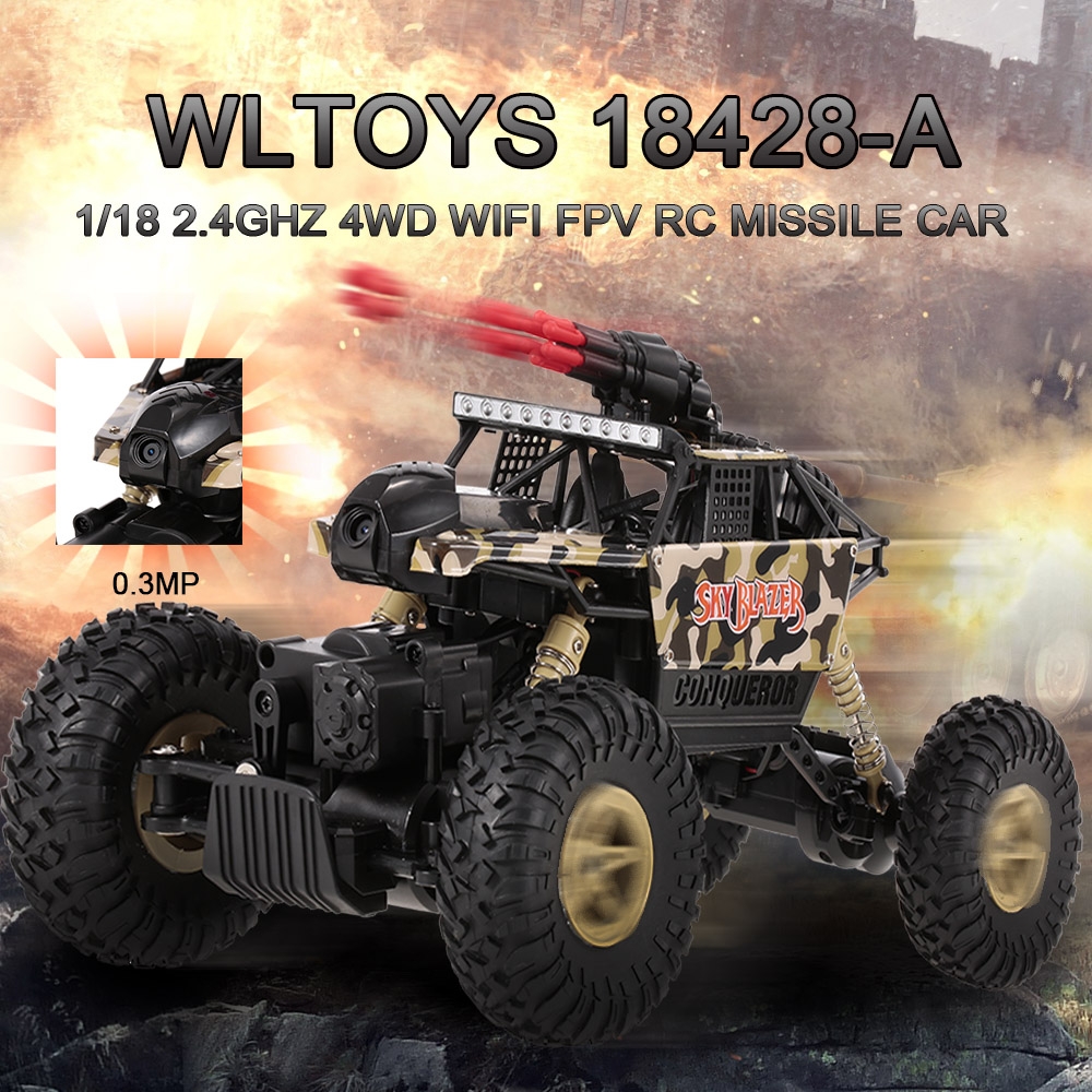 Wltoys 18428-A 1/18 2.4G 4WD Missile Rc Car With 0.3MP WIFI FPV Off-road Rock Crawler RTR Toy