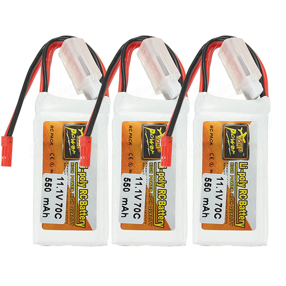 3PCS ZOP Power 11.1V 550mah 70C 3S Lipo Battery With JST Plug For RC Model