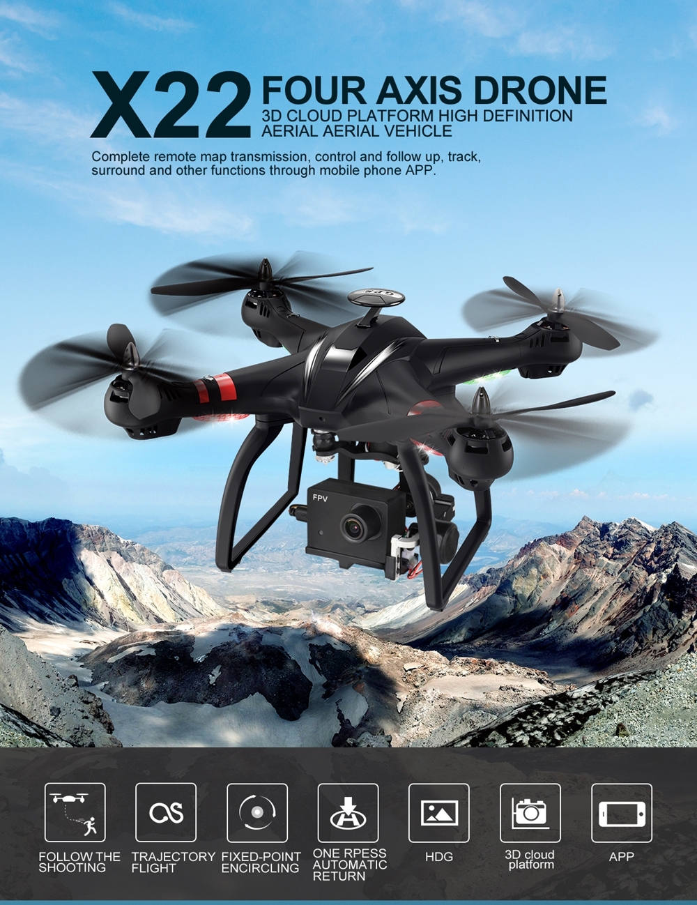 BAYANGTOYS X22 Brushless Dual GPS WIFI FPV with 3-Axis Gimbal 1080P Camera RC Drone Quadcopter RTF