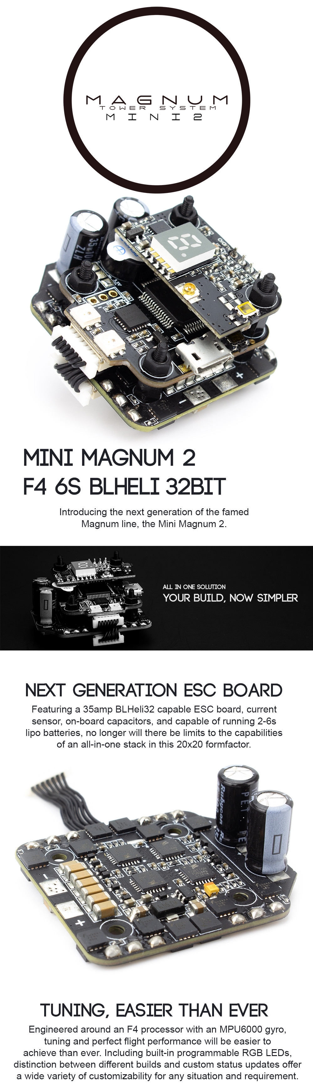 EMAX Mini Magnum 2 F4 35A Flytower 20x20mm 35A 2-6S BLHeli_32 4in1 ESC+F4 Flight Controller OSD+VTX