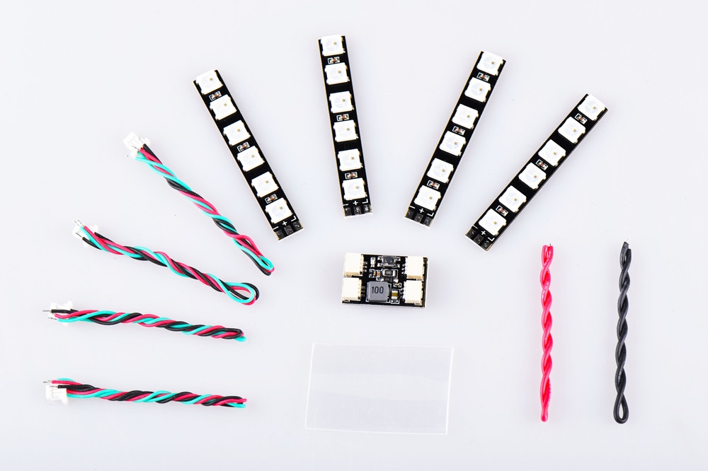 4 PCS WS2812 LED Strip Light 2-6S 7 Color Switchable with LED Controller Board for RC Drone