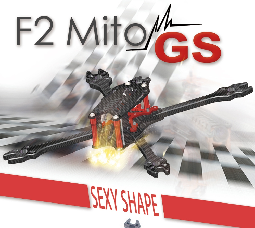 F2 Mito GS Carbon Fiber 195/220/250/275mm Freestyle Stretch X Frame Kit for RC FPV Racing Drone