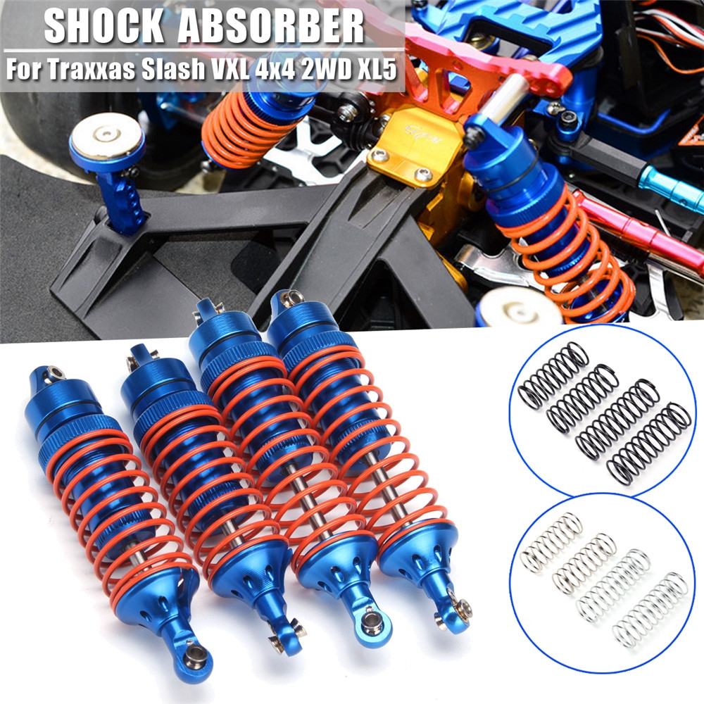 4PC Front Rear Aluminum Shock Absorber +8PC Springs For Traxxas Slash VXL 4x4 2WD XL5 Rc Car Parts