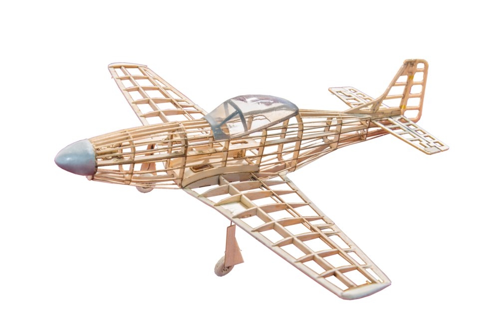 P51D Mustang 400mm Wingspan Balsa Wood Laser Cut RC Warbird Airplane KIT With Power System