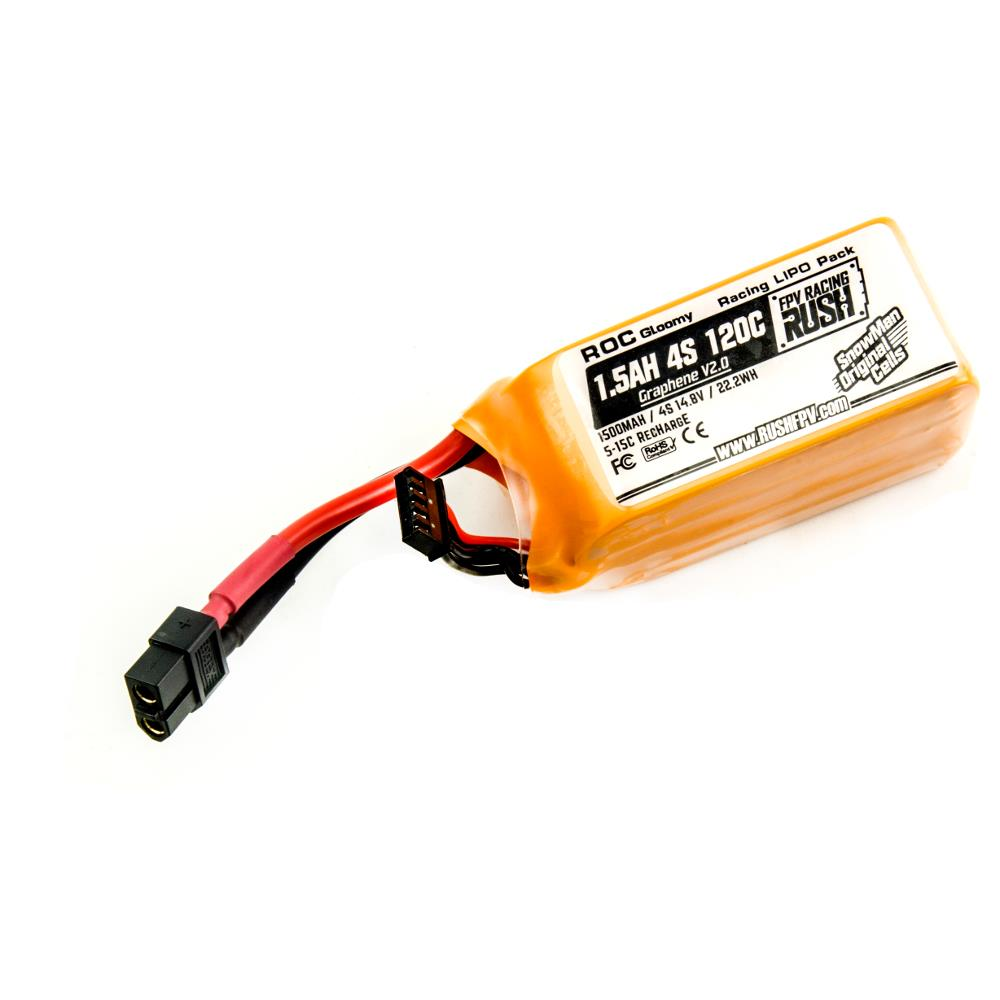 Rush 1500mAh 4S 14.8V 120C V2.0 Lipo Battery for RC FPV Racing Drone