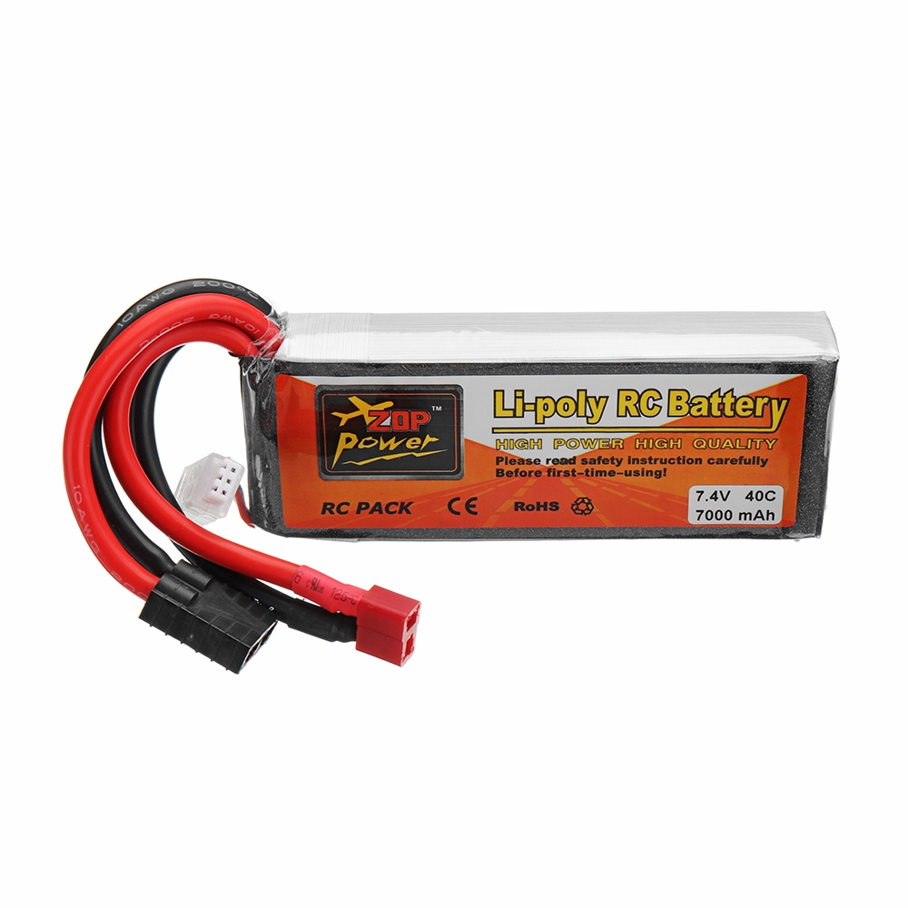 ZOP Power 7.4V 7000mAh 40C 2S Lipo Battery TRX Plug for TRAXXAS SUMMIT RC Car