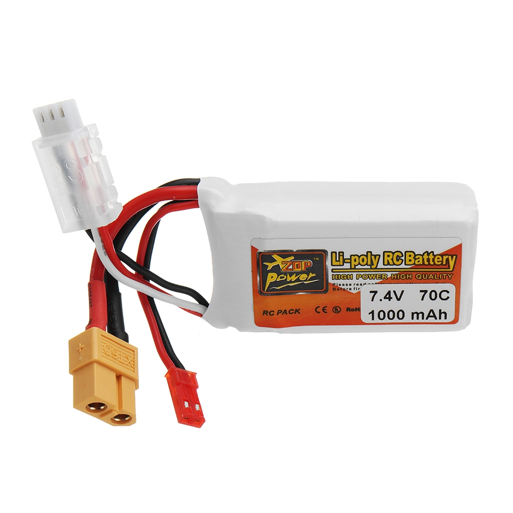 ZOP POWER 7.4V 1000mAH 70C 2S Lipo Battery With JST/XT60 Plug For RC Racing Racer