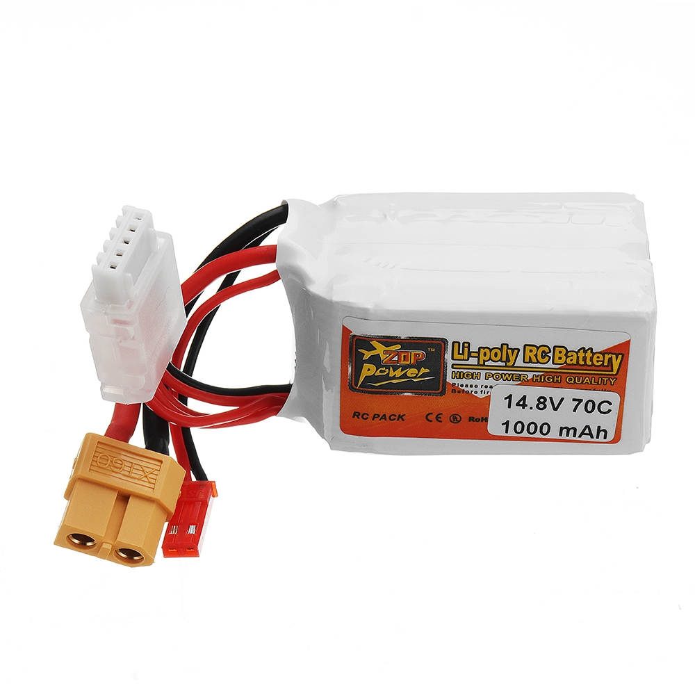 ZOP POWER 14.8V 1000mAH 70C 4S Lipo Battery With JST/XT60 Plug For RC Racing Drone