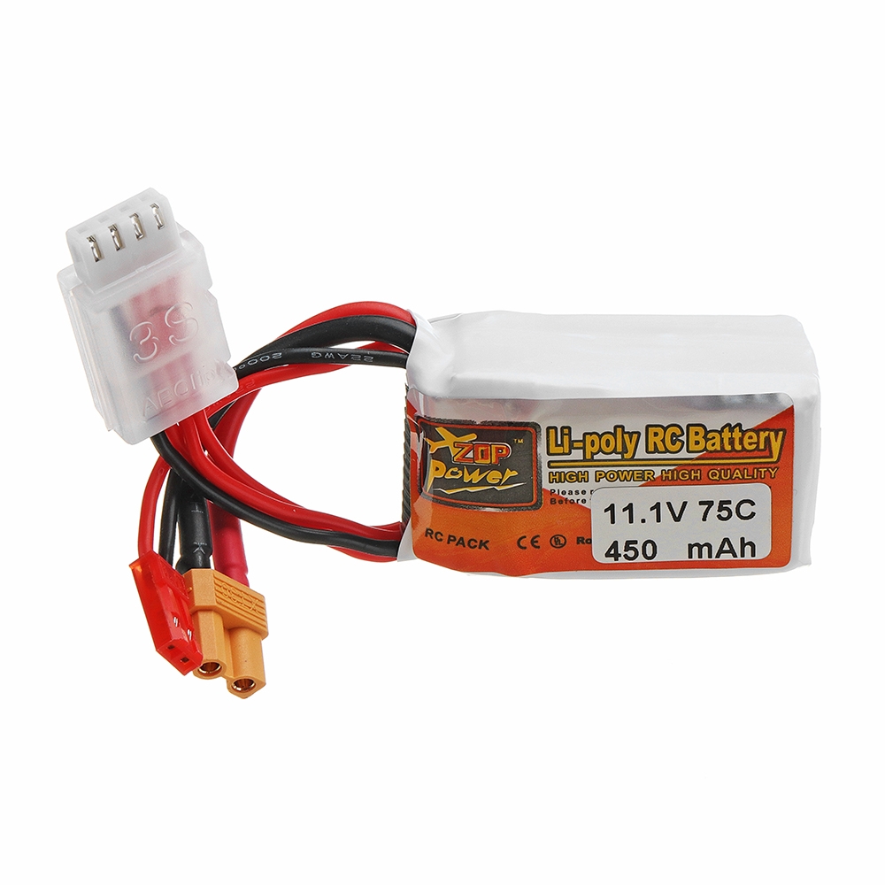 ZOP POWER 11.1V 450mAh 75C 3S Lipo Battery With JST/XT30 Plug For FPV Racing Racer