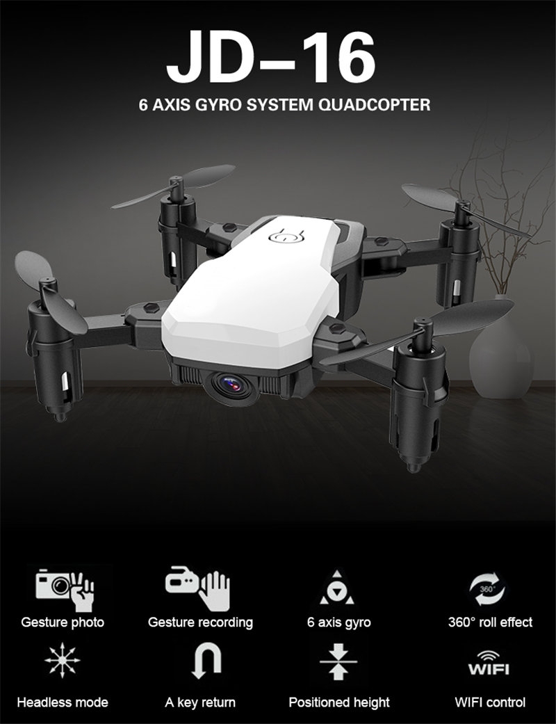 JDRC JD-16 JD16 WiFi FPV Foldable Drone With 2MP HD Camera Gesture Photo Recording RC Quadcopter RTF