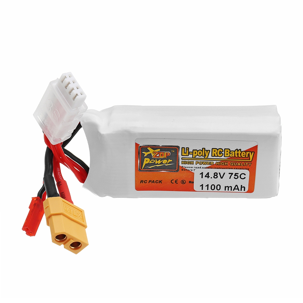 ZOP POWER 14.8V 1100mAh 75C 4S Lipo Battery With JST Plug XT60 Plug For RC Models