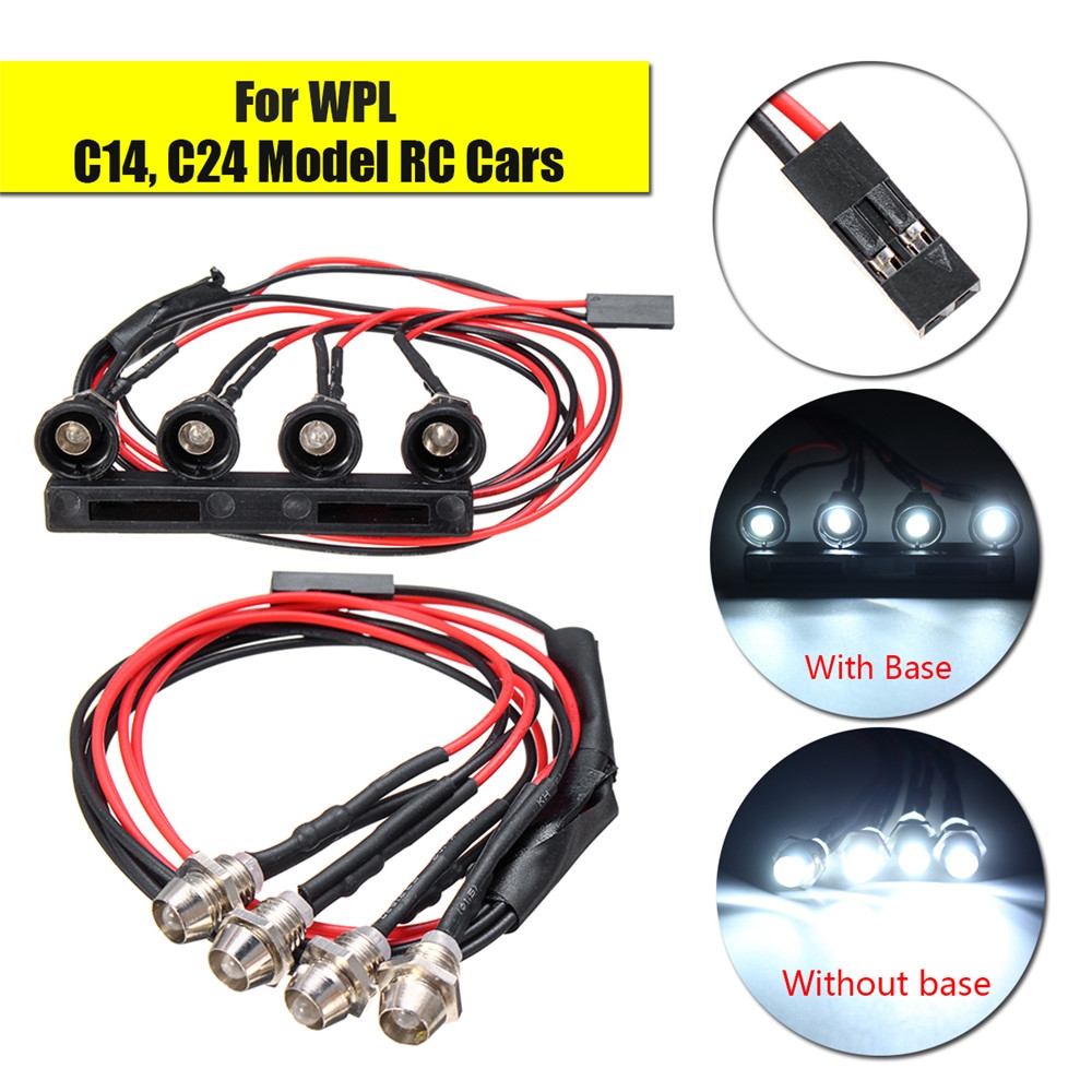 WPL C14 C24 1/16 2.4G Rc Car DIY Parts 4 White LED Light Headlight Set With Metal Lamp Cup