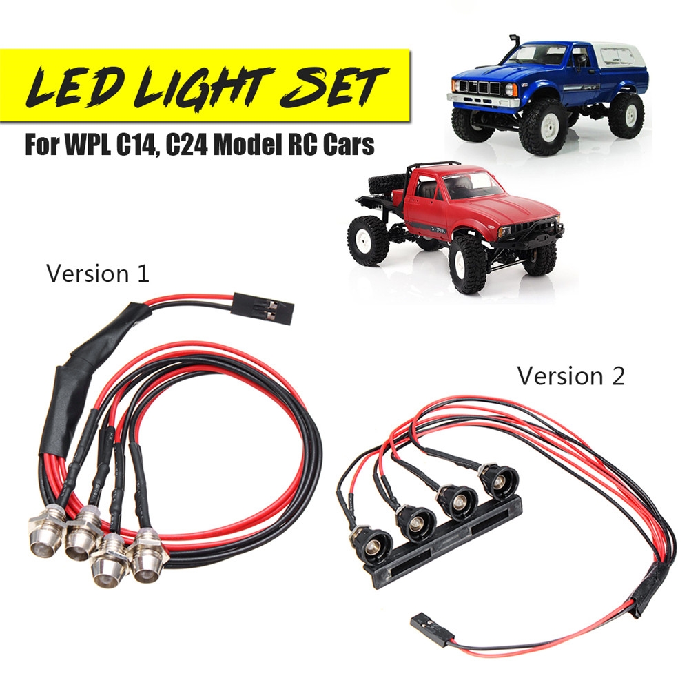 WPL C14 C24 1/16 2.4G Rc Car DIY Parts 4 Red LED Light Headlight Set With Metal Lamp Cup