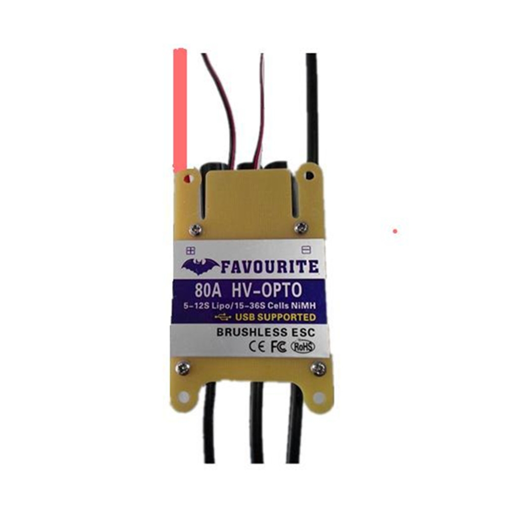 Favourite FVT HV-OPTO 80A 5-12S Brushless ESC USB Supported for RC Airplane Aircraft Fixed Wing