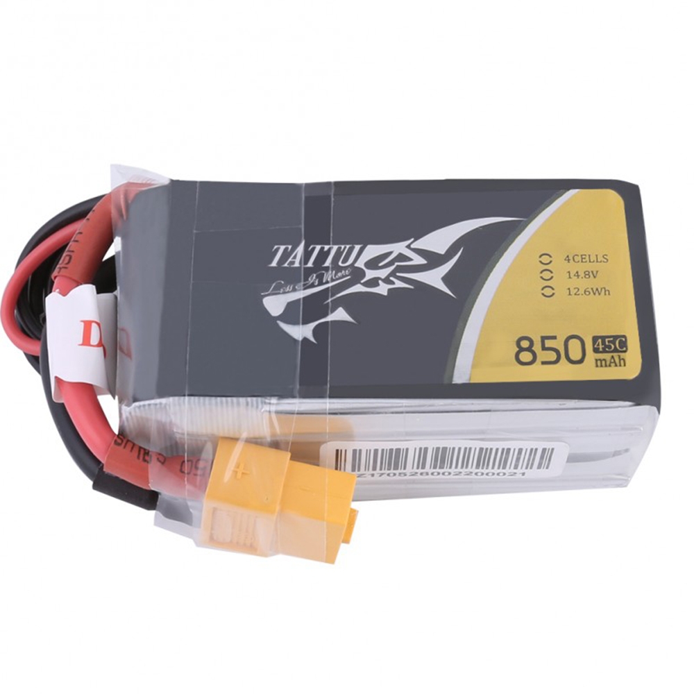 Gens Tattu 14.8V 850mAh 45C 4S1P Lipo Battery With XT60 Plug For RC Model