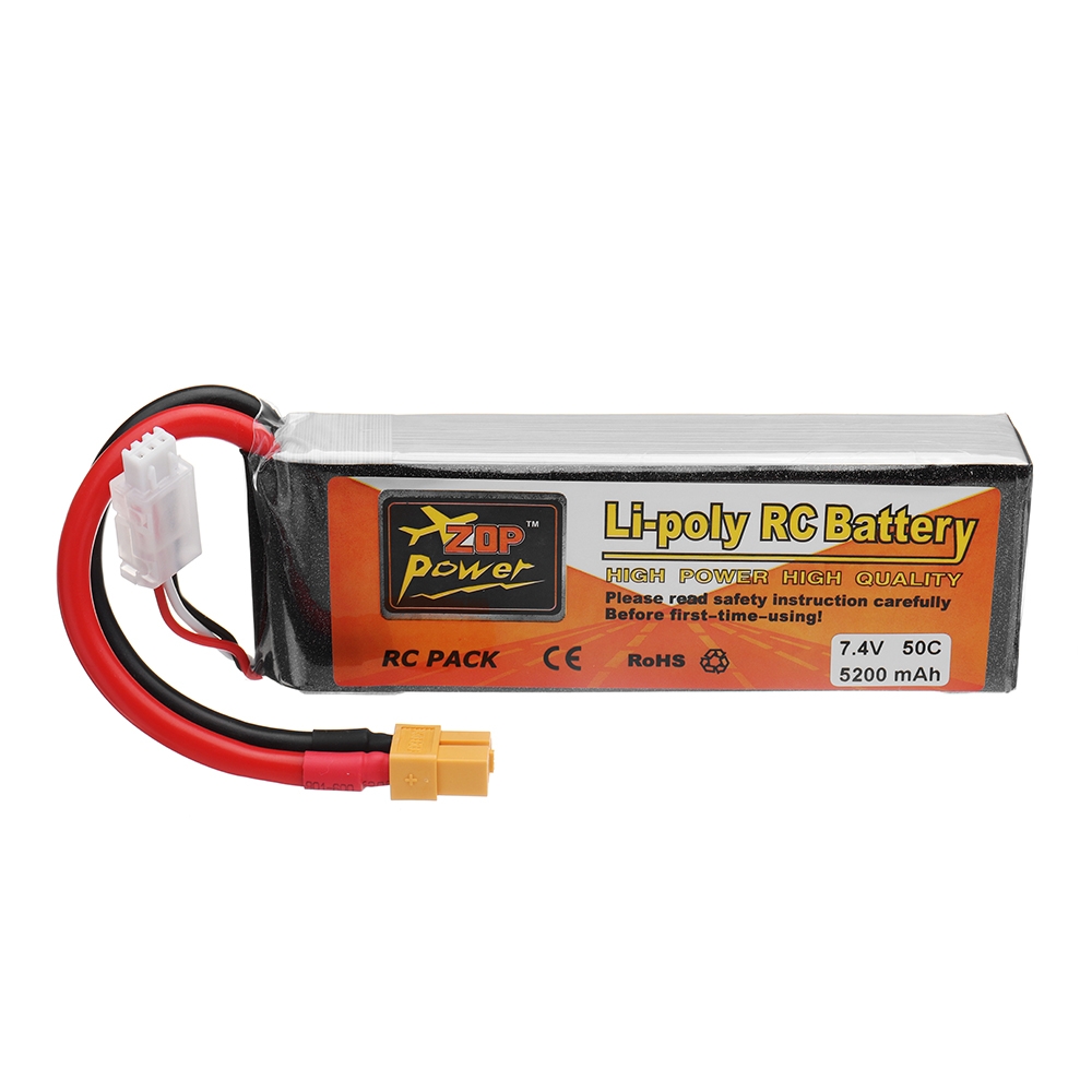 ZOP POWER 7.4V 5200mAh 50C 2S Lipo Battery With XT60 Plug For RC Models