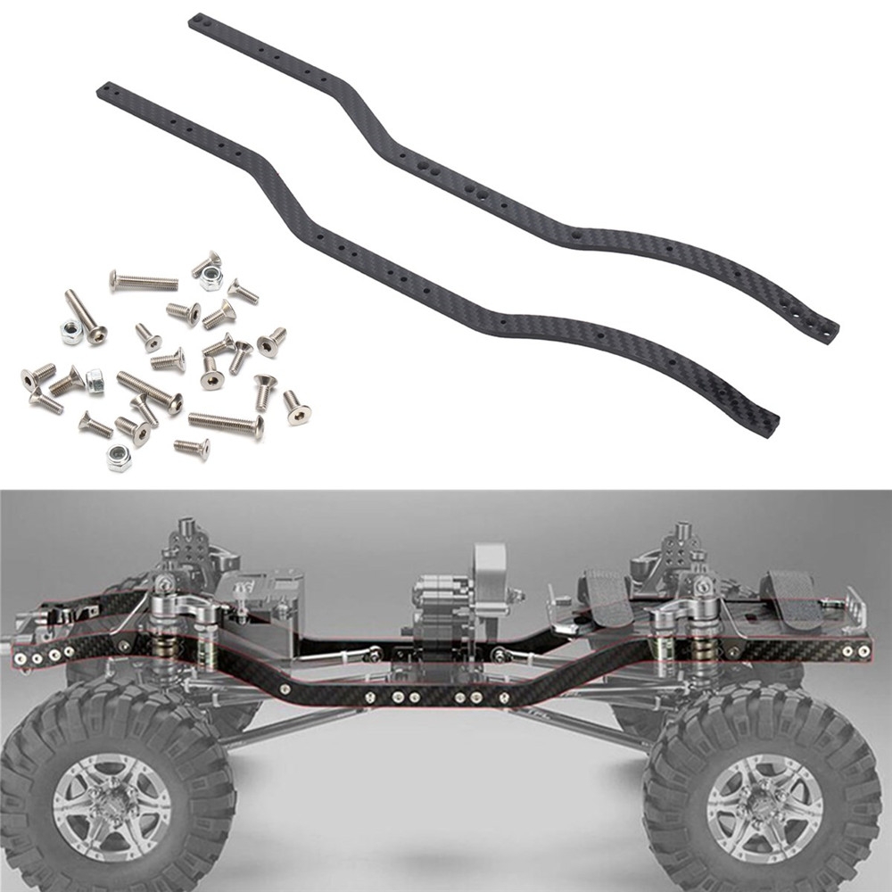 2PC Carbon Fiber Chassis Frame Rails Set for Axial SCX10 1/10 RC Crawler Car Parts