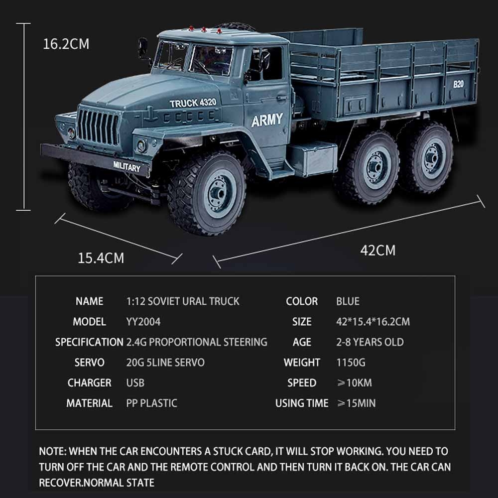 MZ YY2004 2.4G 6WD 1/12 Military Truck Off Road RC Car Tracks Crawler 6X6 Toys
