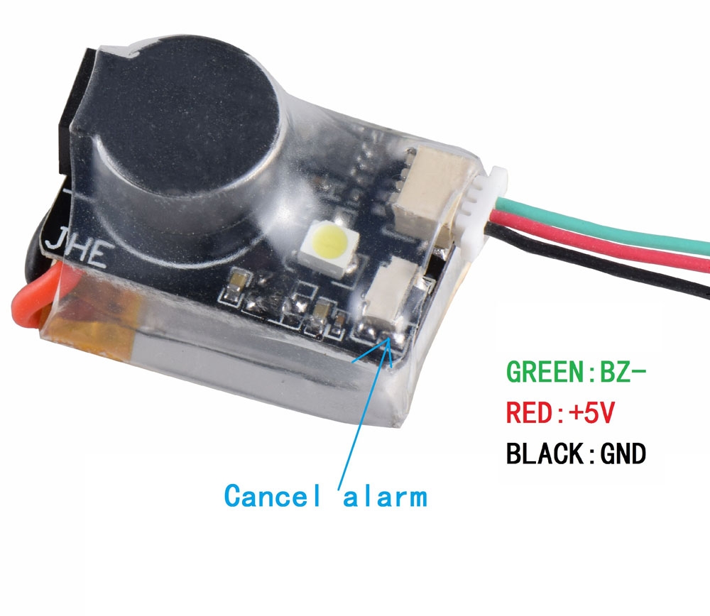 JHE42B 110DB Finder Buzzer Built-in Battery with LED Light for RC Drone F3 F4 F7 Flight Controller