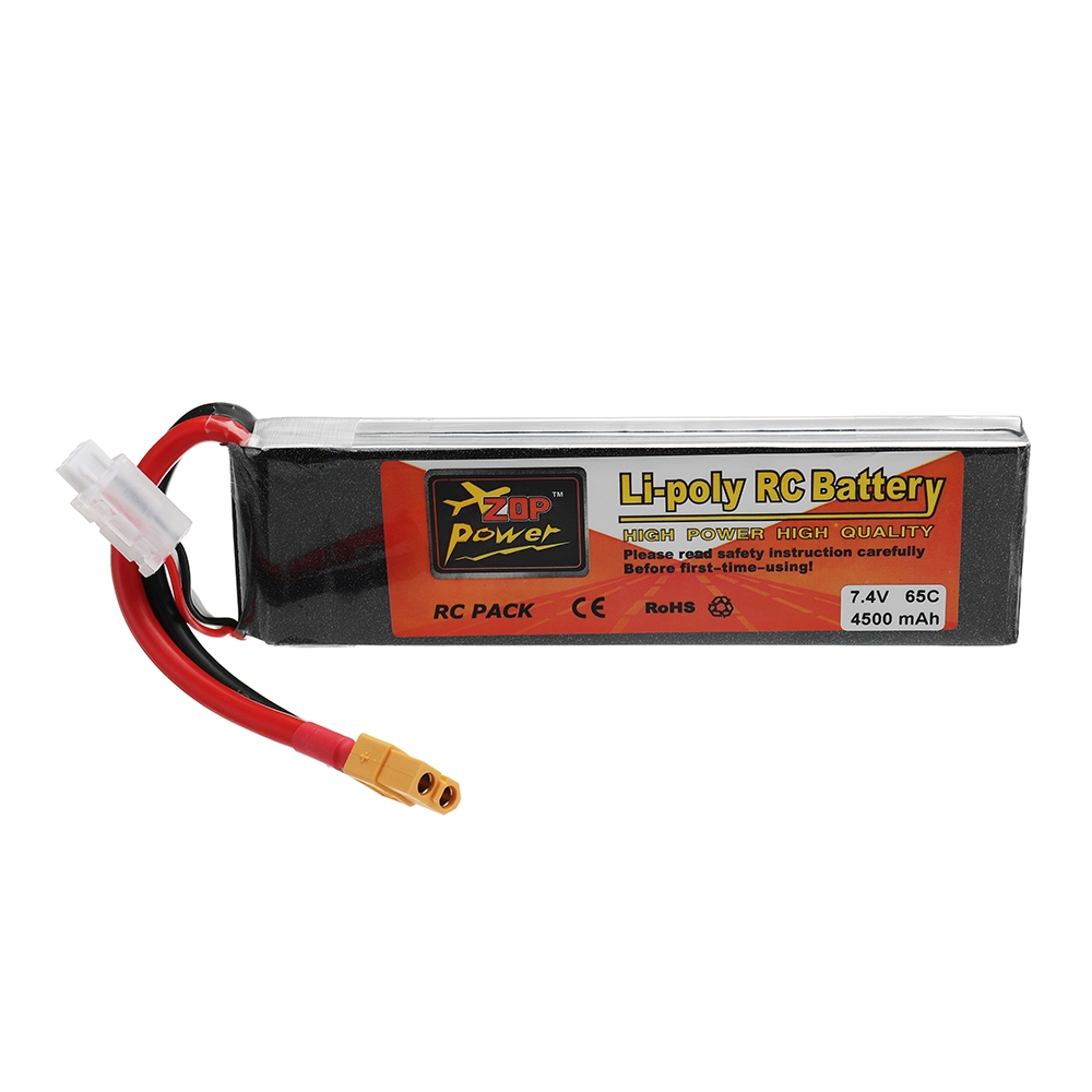 ZOP POWER 7.4V 4500mAh 65C 2S Lipo Battery With XT60 Plug For RC Models